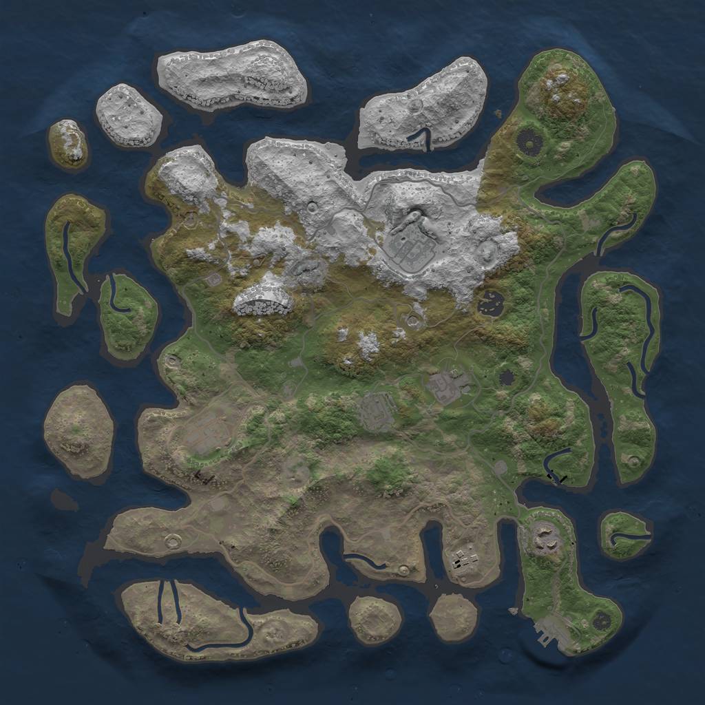 Rust Map: Procedural Map, Size: 4000, Seed: 143652, 11 Monuments