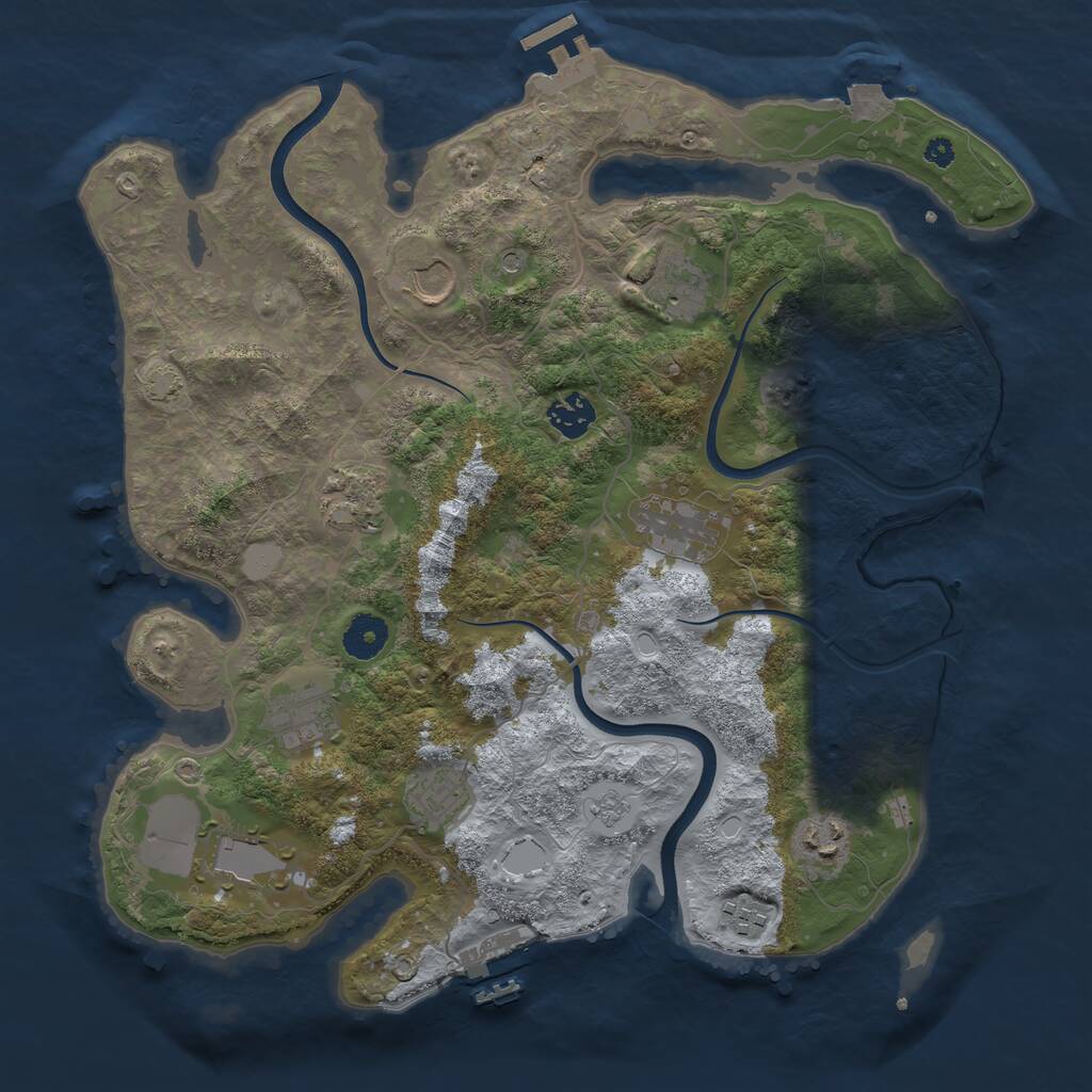 Rust Map: Procedural Map, Size: 3700, Seed: 144323210, 16 Monuments