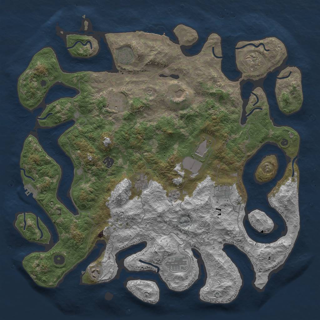 Rust Map: Procedural Map, Size: 4500, Seed: 608698452, 16 Monuments