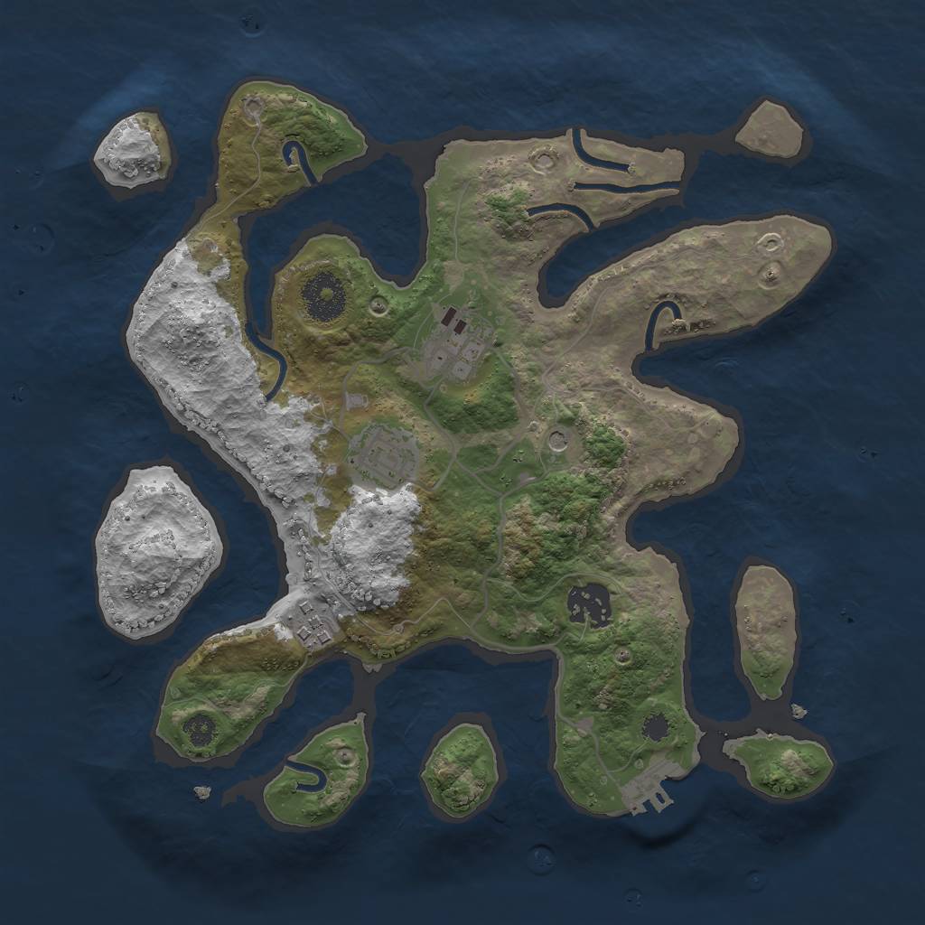 Rust Map: Procedural Map, Size: 3000, Seed: 413842313, 8 Monuments