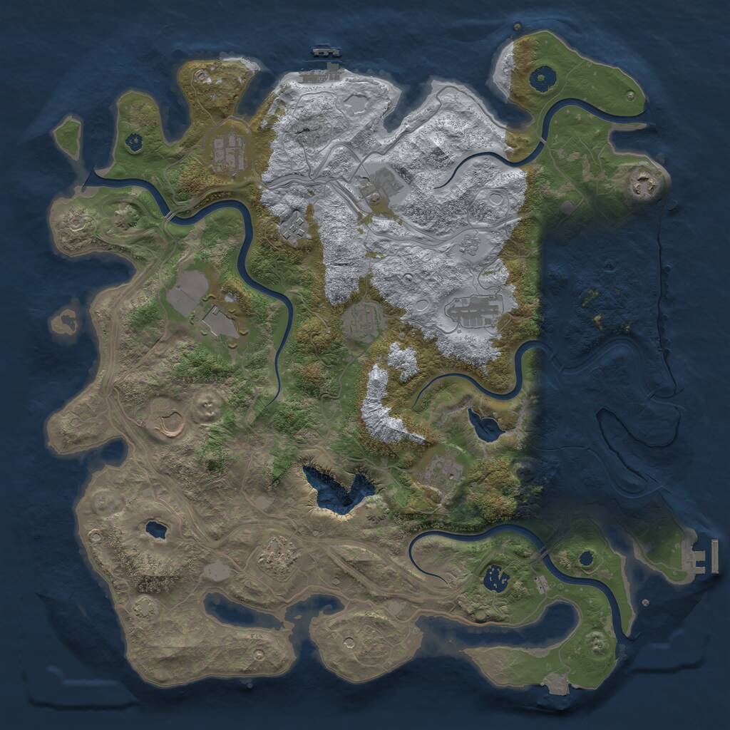 Rust Map: Procedural Map, Size: 4300, Seed: 1793060121, 17 Monuments