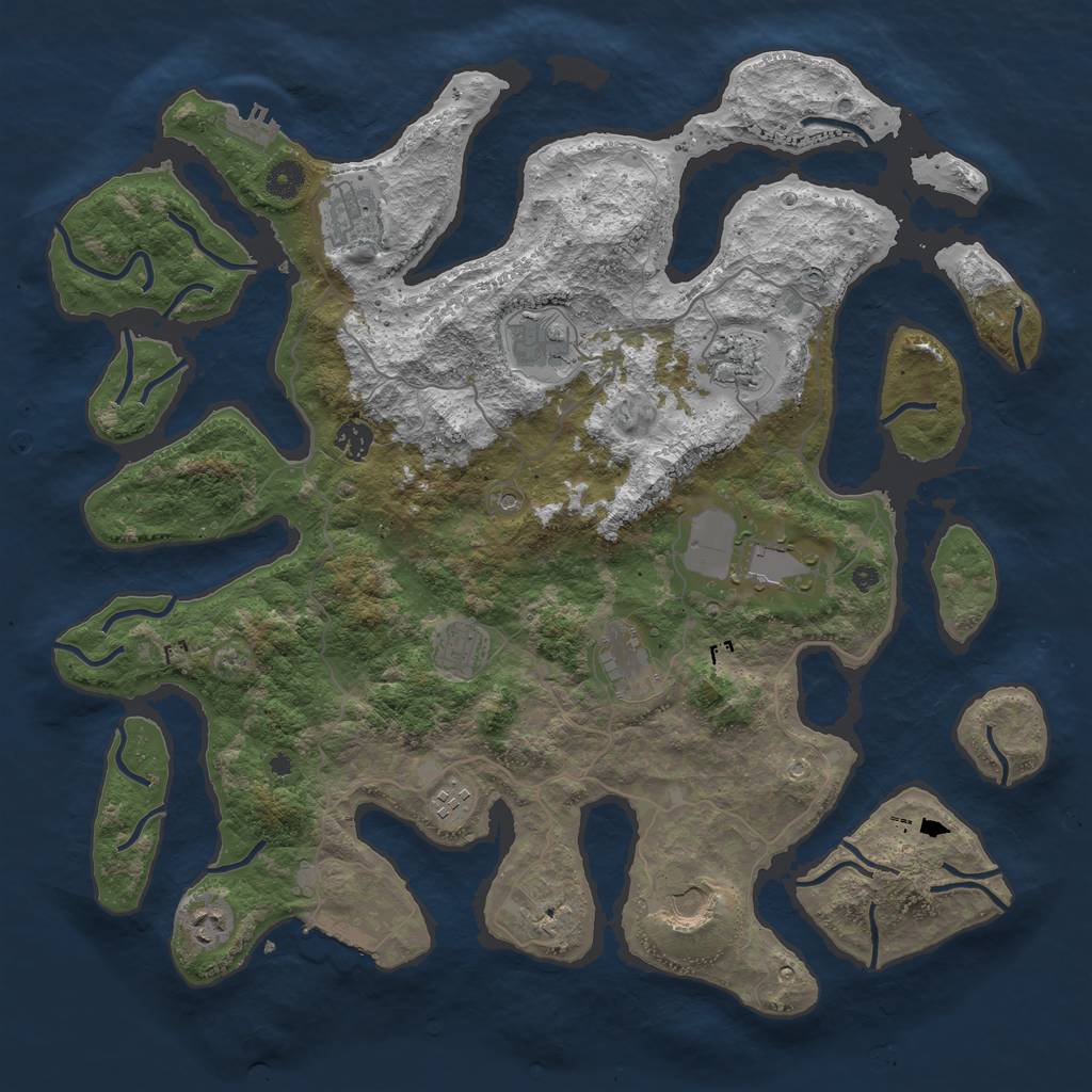 Rust Map: Procedural Map, Size: 4300, Seed: 1405031635, 15 Monuments