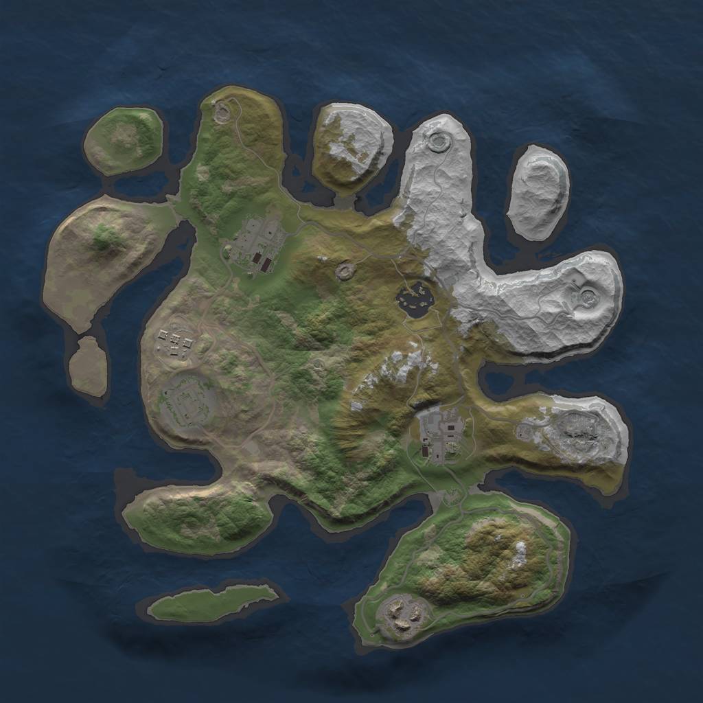 Rust Map: Barren, Size: 3000, Seed: 997135, 9 Monuments