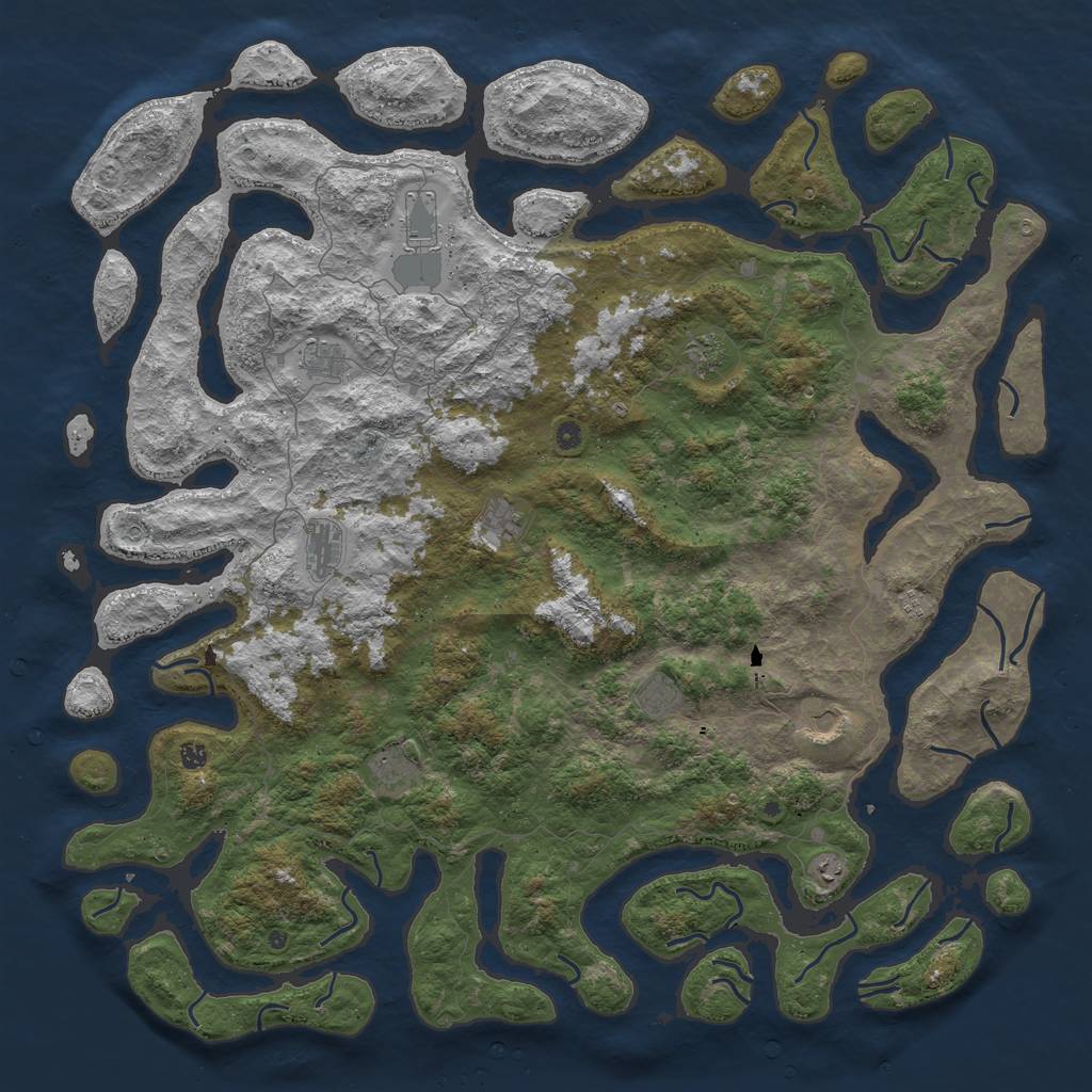 Rust Map: Procedural Map, Size: 6000, Seed: 6958, 14 Monuments