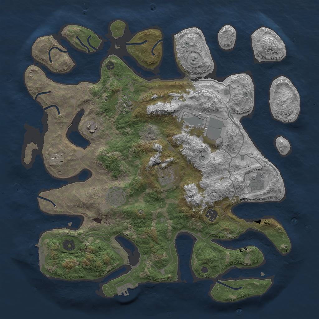 Rust Map: Procedural Map, Size: 4000, Seed: 48294, 13 Monuments