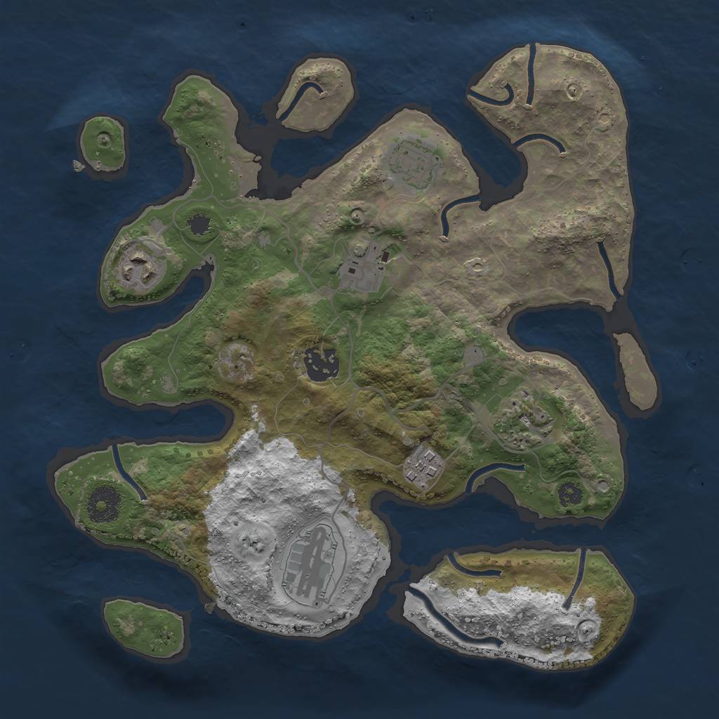 Rust Map: Procedural Map, Size: 3000, Seed: 800325643, 9 Monuments