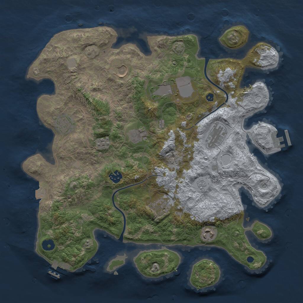 Rust Map: Procedural Map, Size: 3750, Seed: 1077723321, 15 Monuments