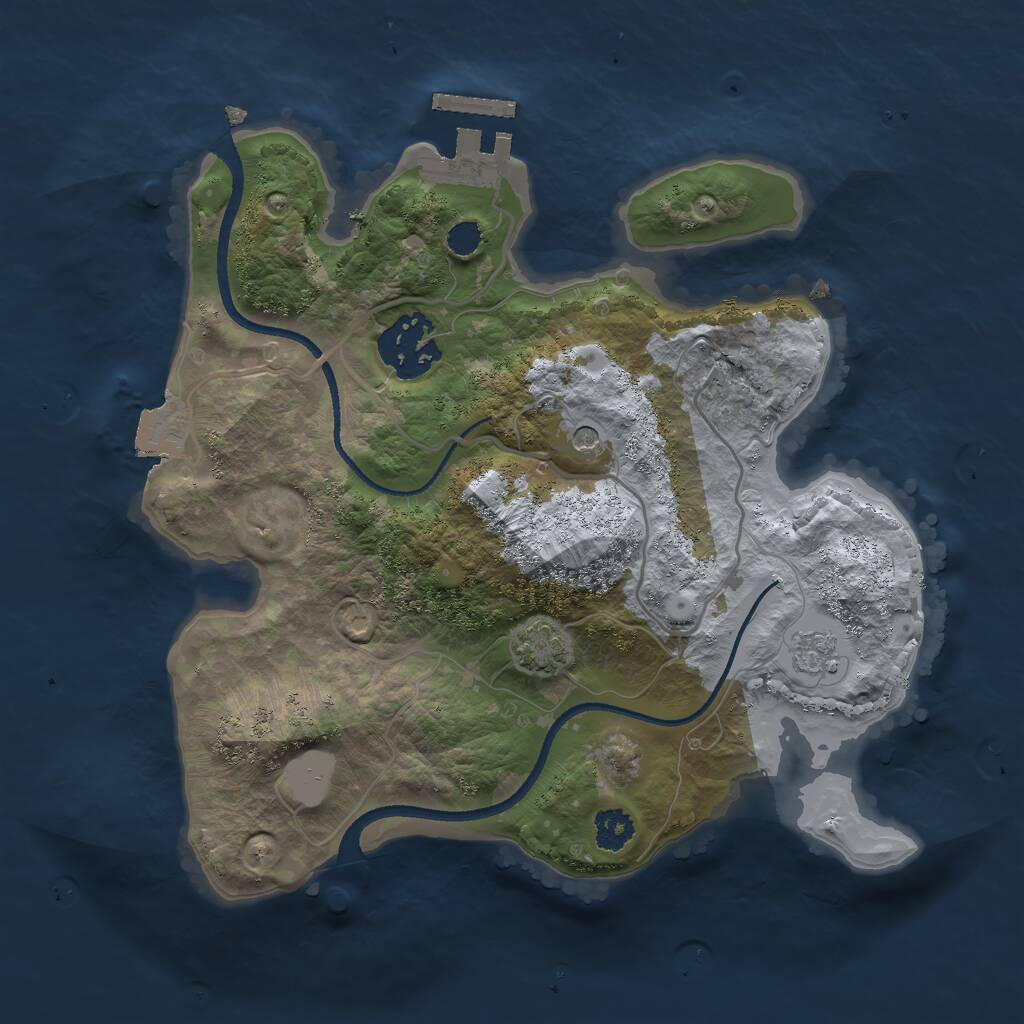 Rust Map: Procedural Map, Size: 2500, Seed: 1364990967, 6 Monuments