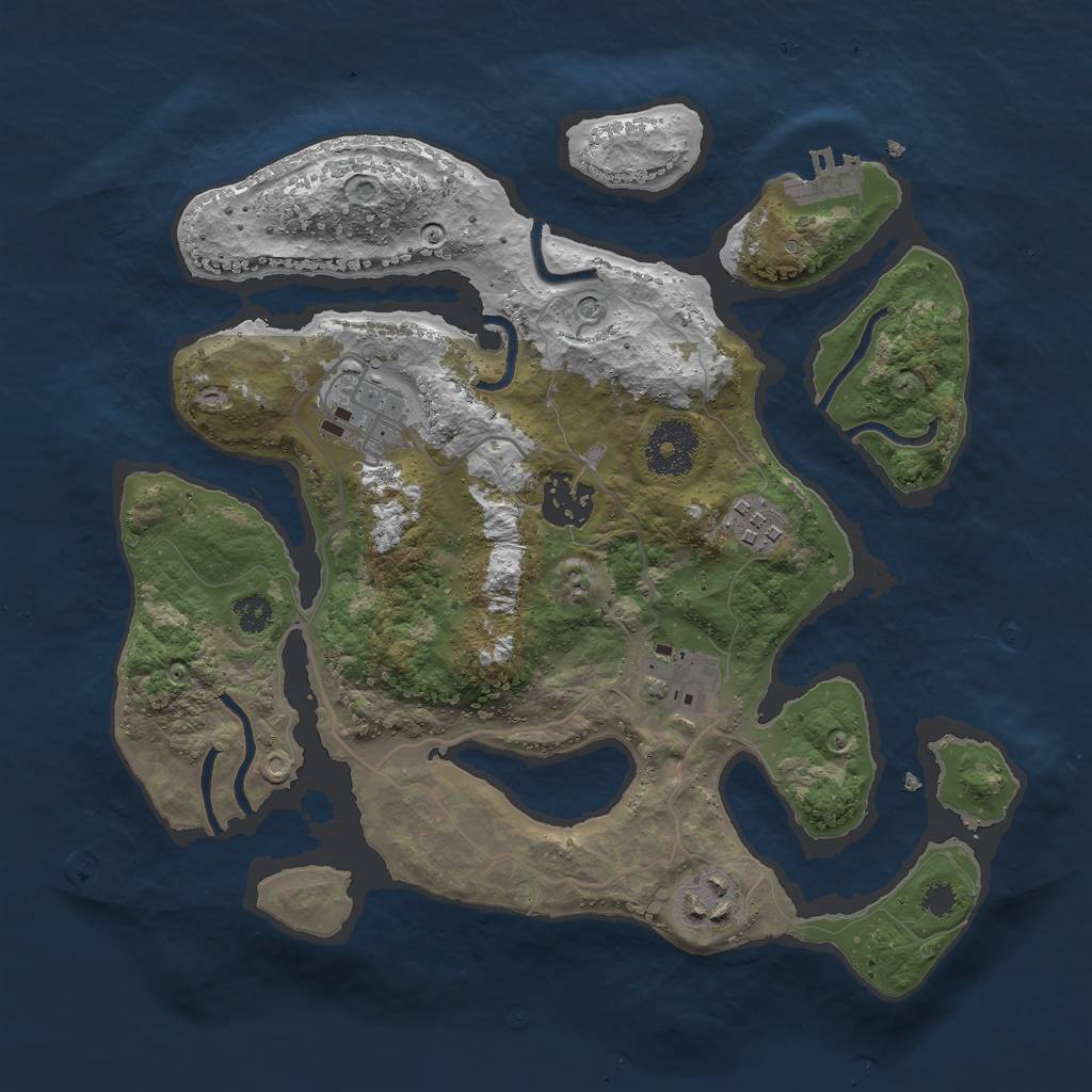 Rust Map: Procedural Map, Size: 3000, Seed: 13037098, 9 Monuments