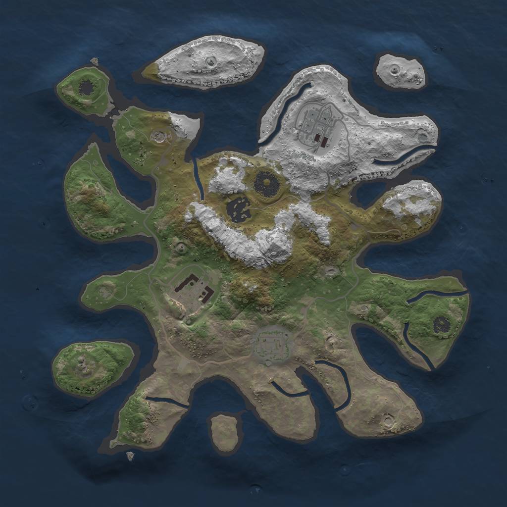 Rust Map: Procedural Map, Size: 3000, Seed: 30299496, 7 Monuments