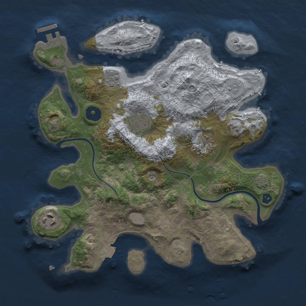 Rust Map: Procedural Map, Size: 3000, Seed: 30299496, 9 Monuments