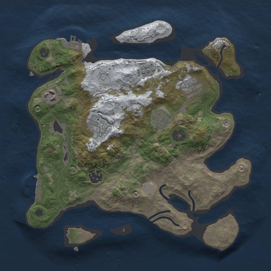 Rust Map: Procedural Map, Size: 3000, Seed: 1516239805, 14 Monuments