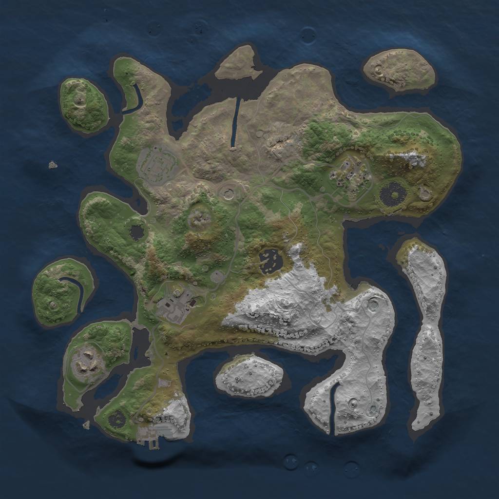 Rust Map: Procedural Map, Size: 3000, Seed: 1921063079, 9 Monuments