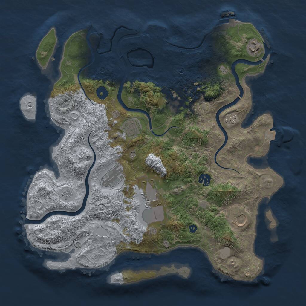 Rust Map: Procedural Map, Size: 3700, Seed: 29915, 14 Monuments