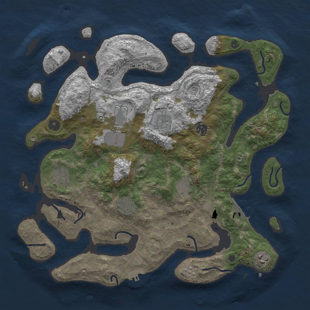 Rust Map: Procedural Map, Size: 4000, Seed: 42025498, 13 Monuments