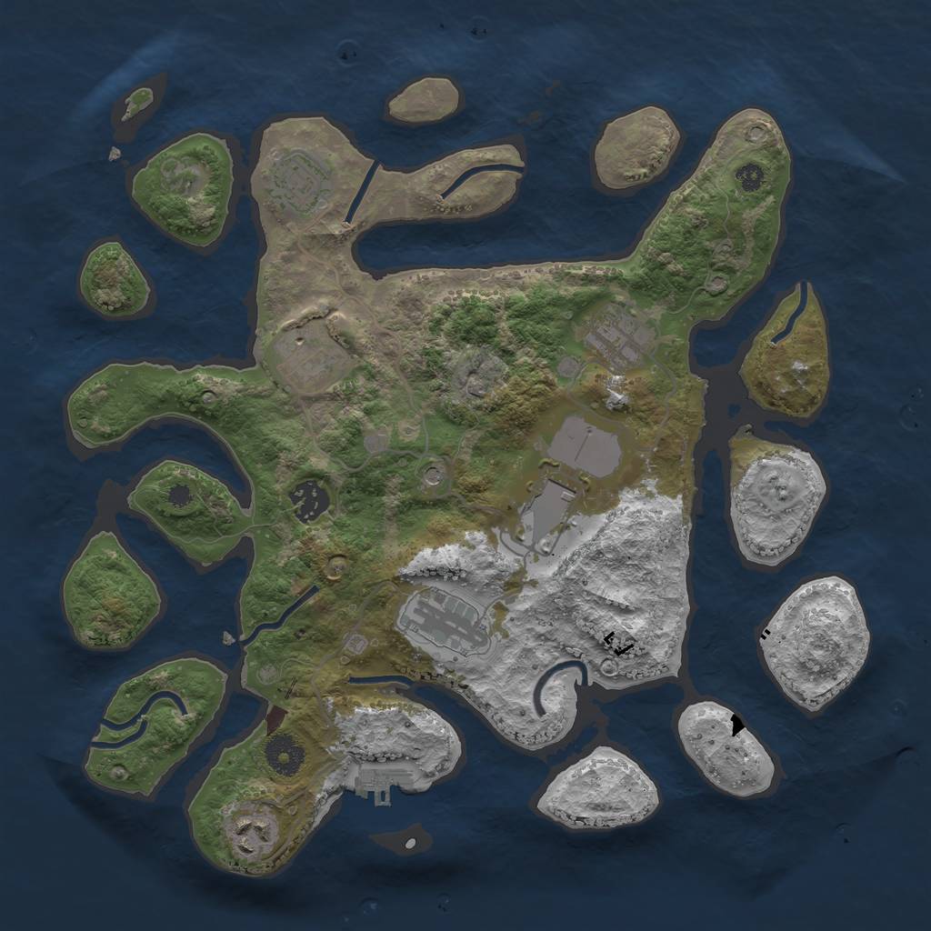 Rust Map: Procedural Map, Size: 3500, Seed: 3658963, 11 Monuments