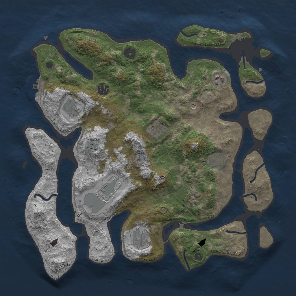 Rust Map: Procedural Map, Size: 3805, Seed: 1926652888, 13 Monuments