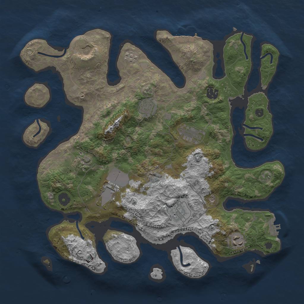 Rust Map: Procedural Map, Size: 3750, Seed: 33419, 14 Monuments