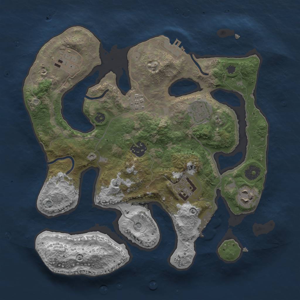 Rust Map: Procedural Map, Size: 3000, Seed: 1985340154, 11 Monuments