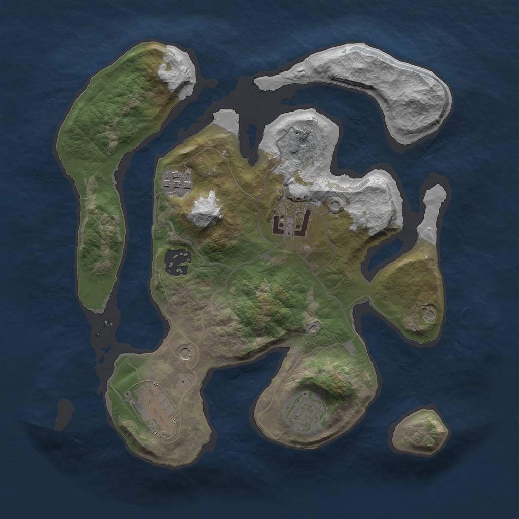 Rust Map: Barren, Size: 2800, Seed: 121315421, 8 Monuments