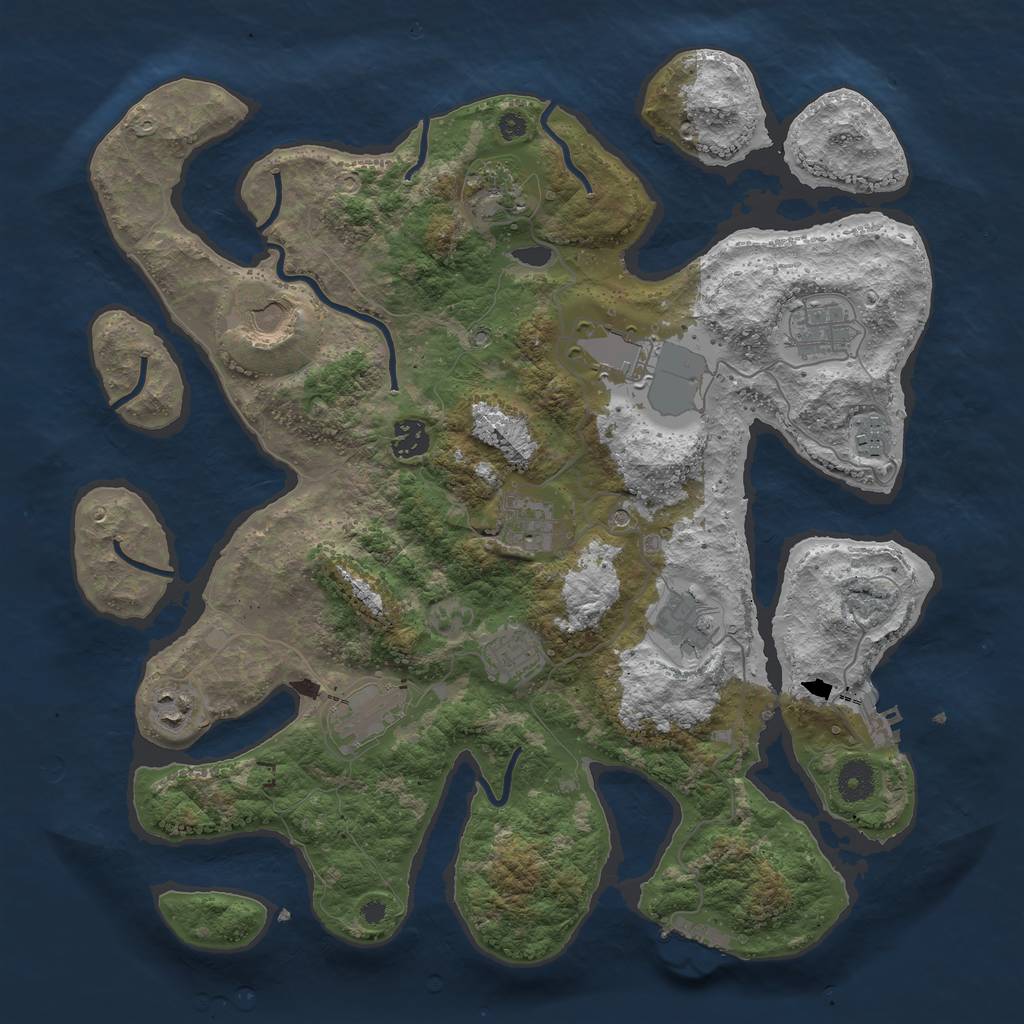 Rust Map: Procedural Map, Size: 3900, Seed: 12962, 16 Monuments