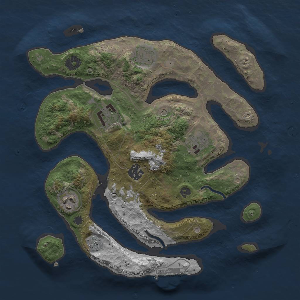 Rust Map: Procedural Map, Size: 3000, Seed: 853687325, 10 Monuments