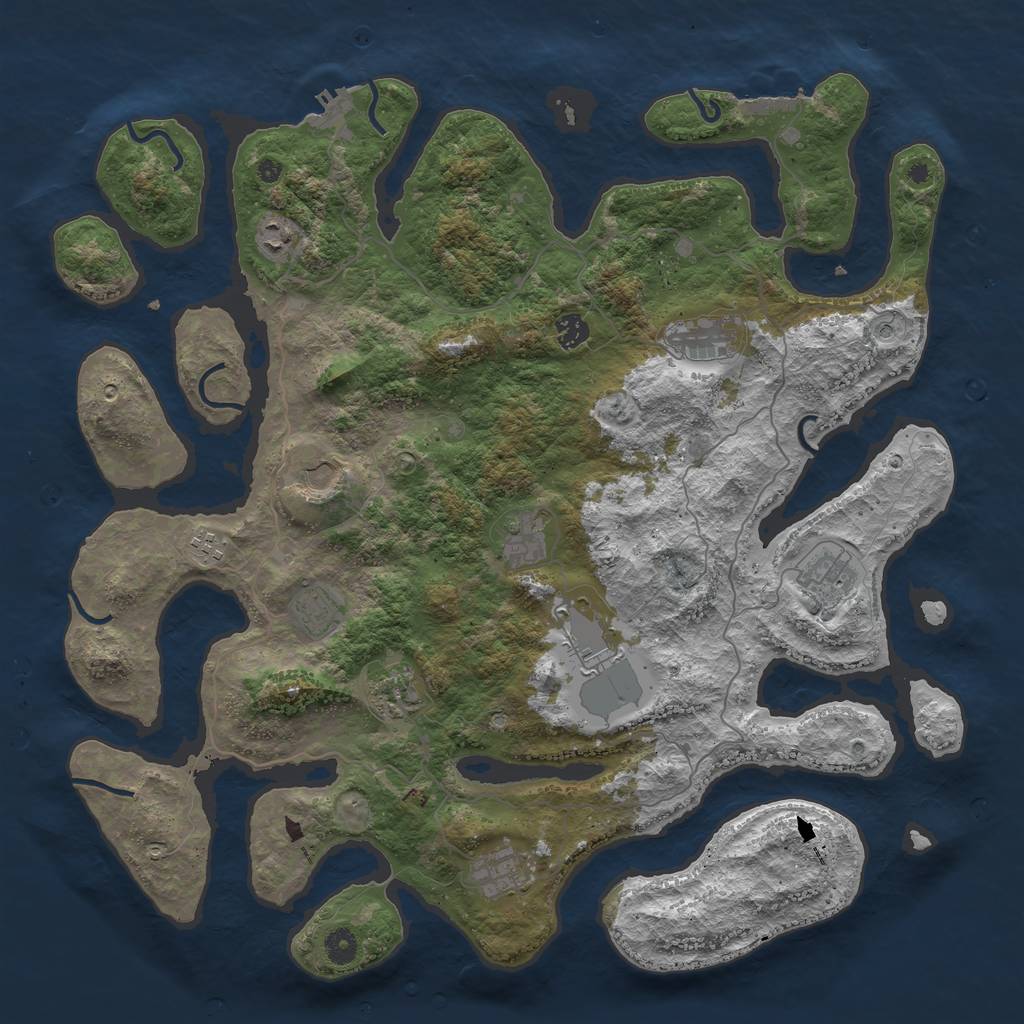 Rust Map: Procedural Map, Size: 4500, Seed: 2249931, 16 Monuments