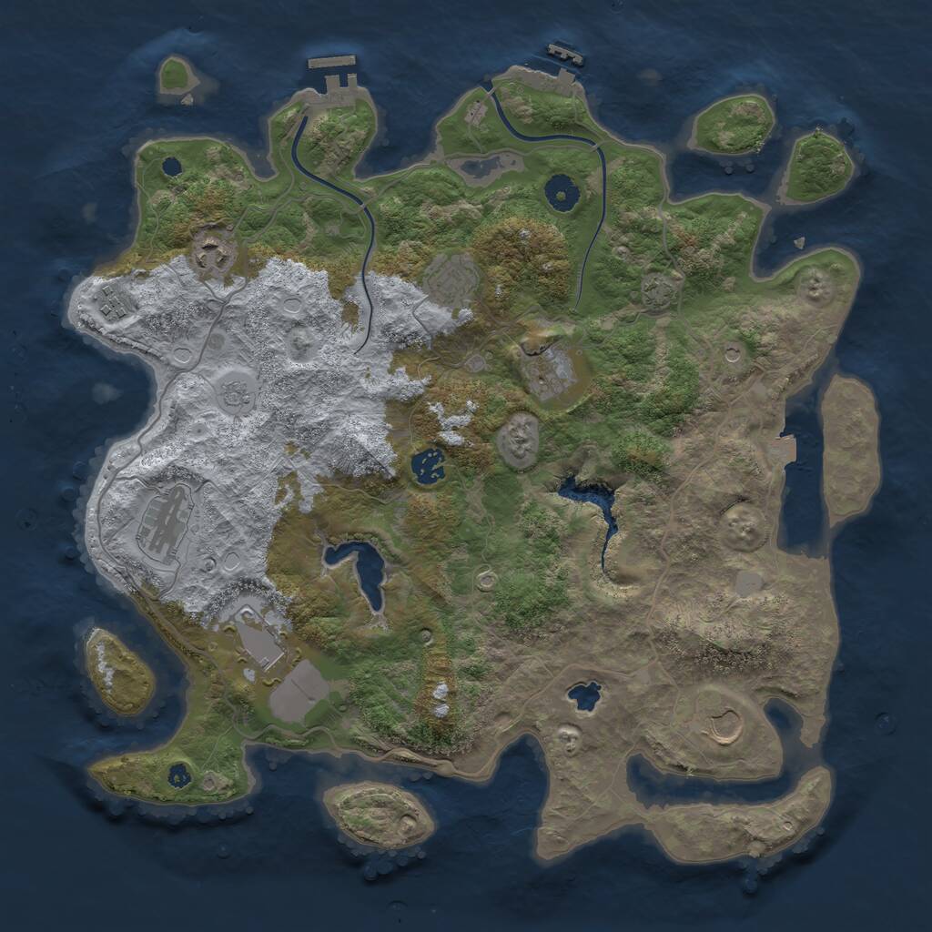 Rust Map: Procedural Map, Size: 4000, Seed: 118444022, 14 Monuments