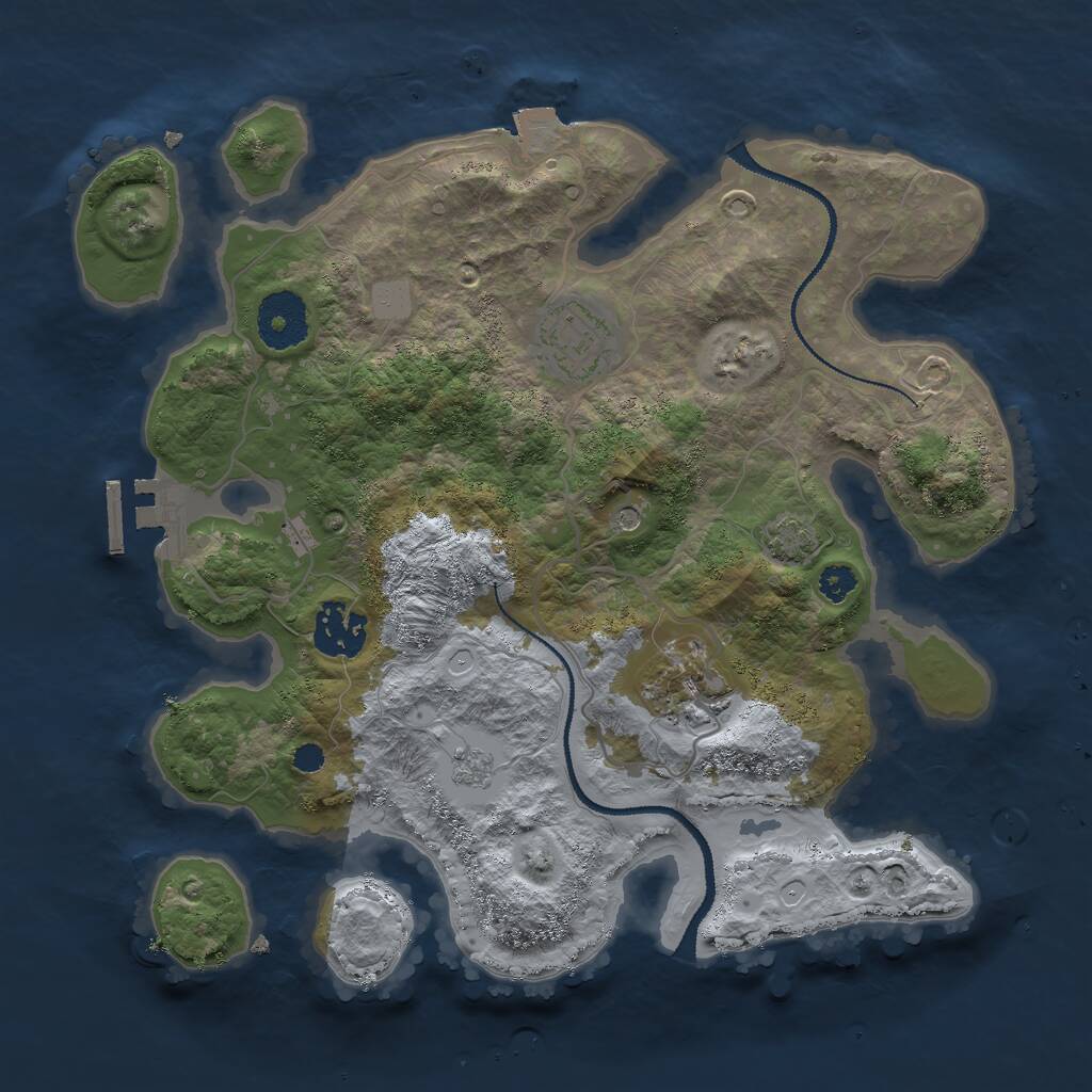 Rust Map: Procedural Map, Size: 3000, Seed: 1549, 8 Monuments