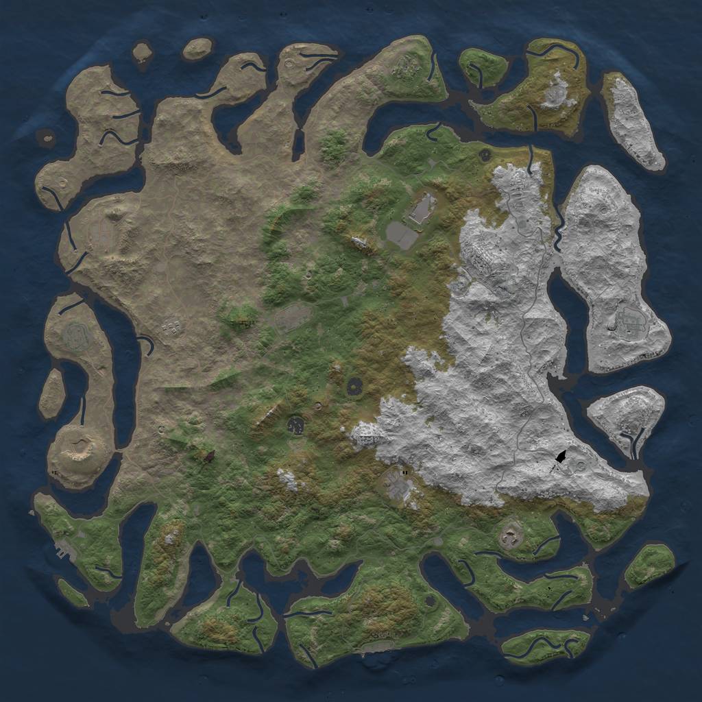 Rust Map: Procedural Map, Size: 6000, Seed: 213769, 16 Monuments