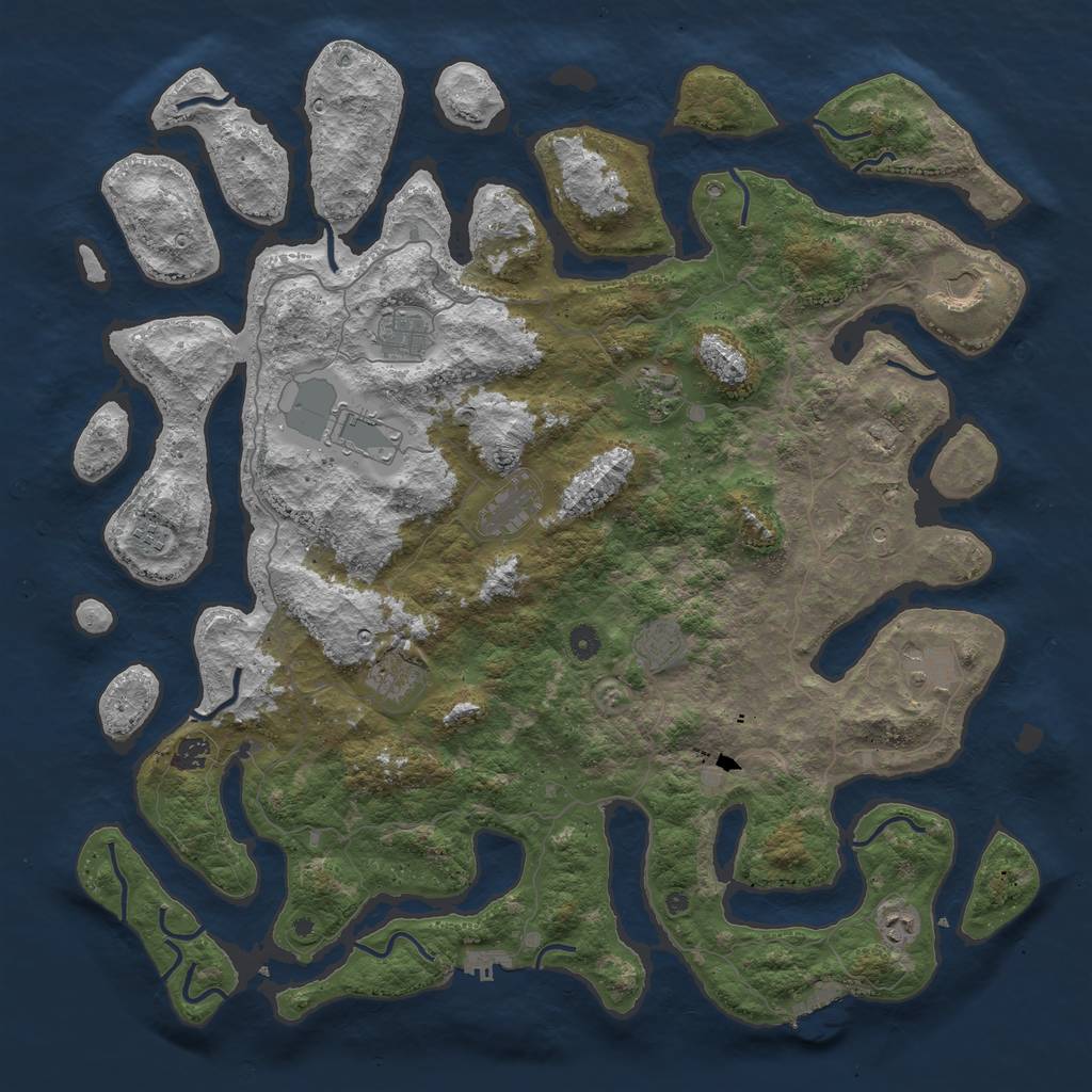 Rust Map: Procedural Map, Size: 5000, Seed: 4082021, 16 Monuments