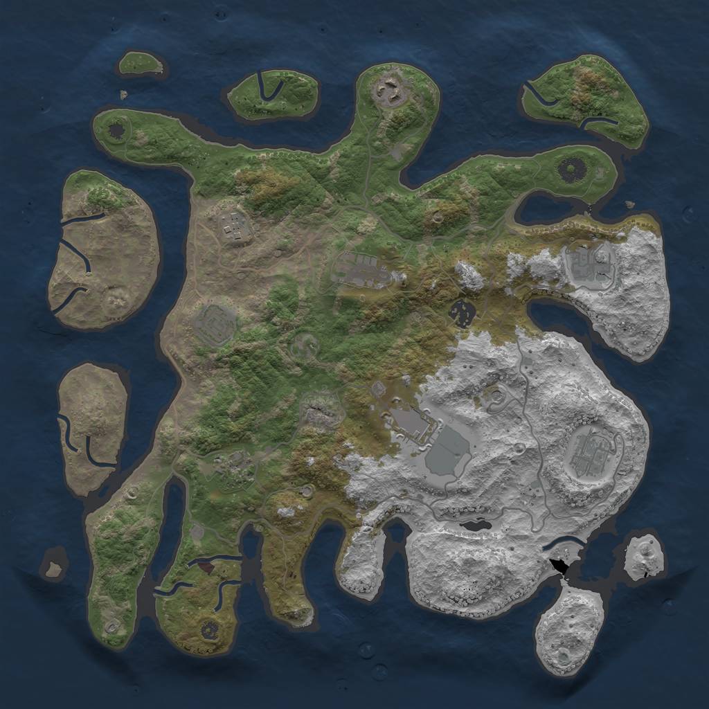 Rust Map: Procedural Map, Size: 4000, Seed: 99999, 12 Monuments