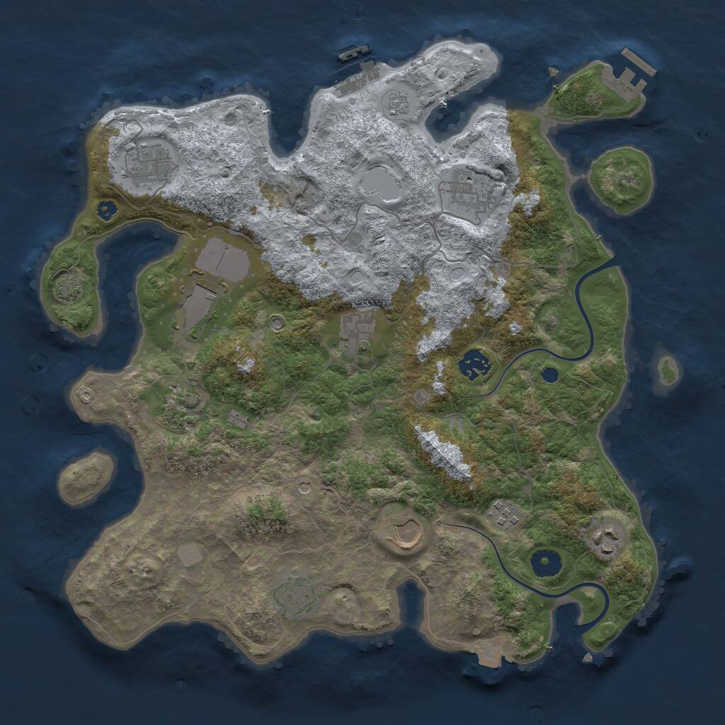 Rust Map: Procedural Map, Size: 3700, Seed: 1920809488, 16 Monuments