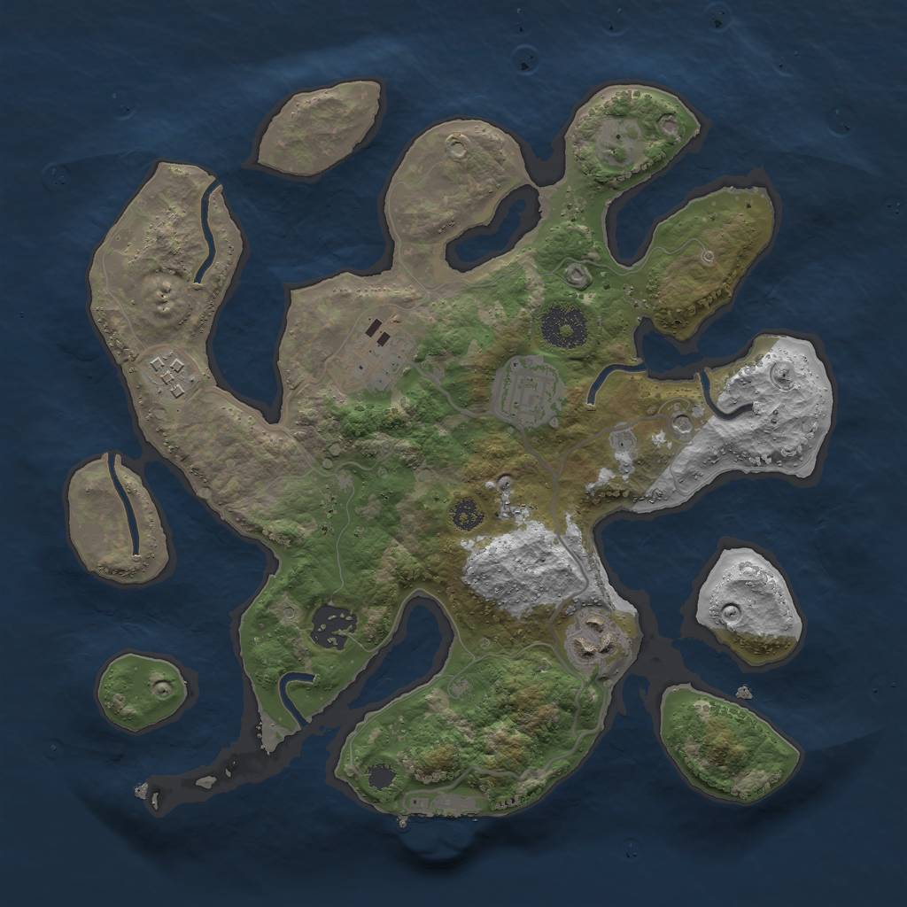 Rust Map: Procedural Map, Size: 3000, Seed: 1145599705, 9 Monuments