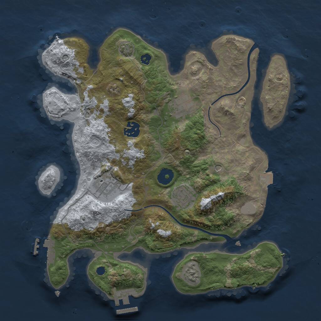 Rust Map: Procedural Map, Size: 3000, Seed: 2423319, 9 Monuments