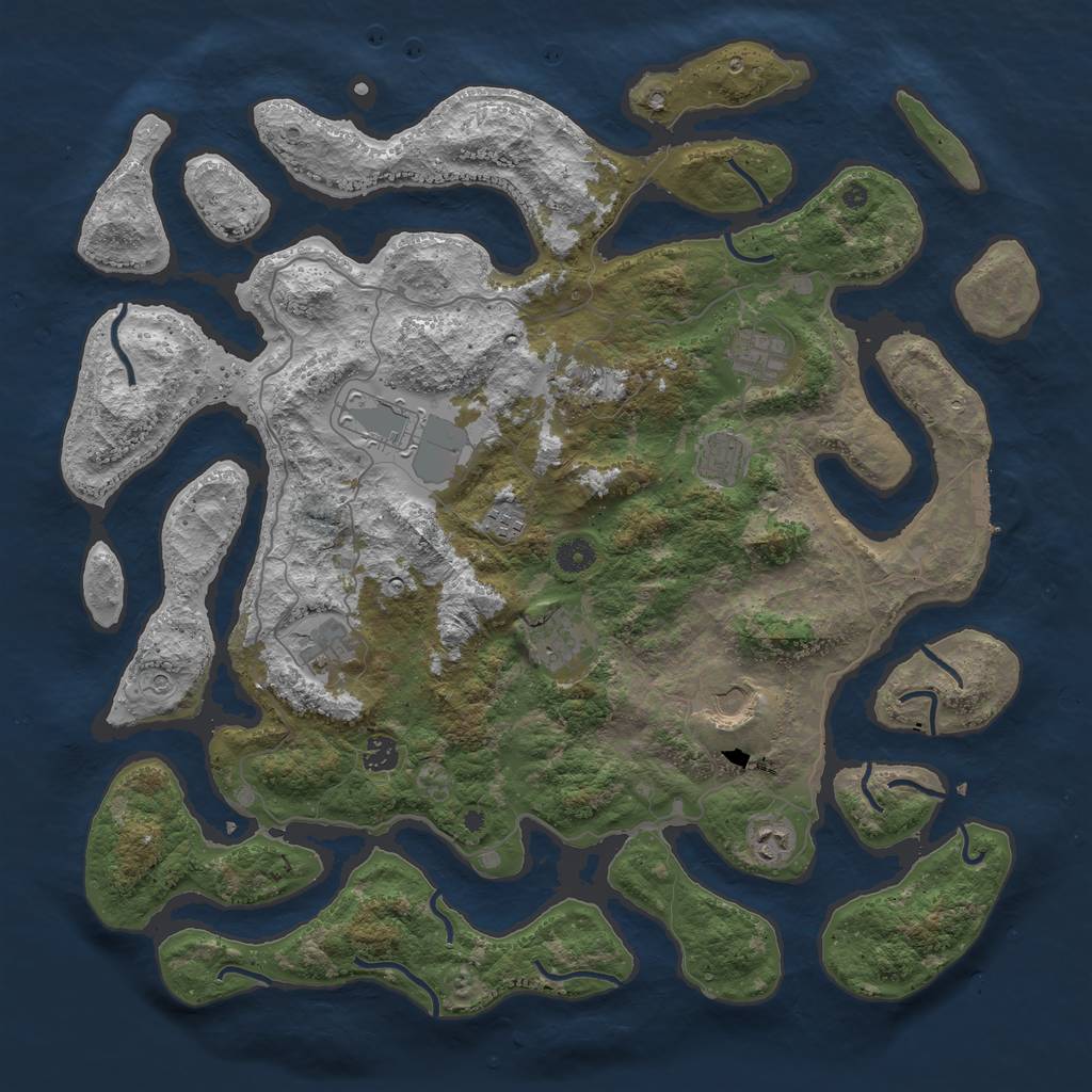 Rust Map: Procedural Map, Size: 4500, Seed: 32820520, 14 Monuments