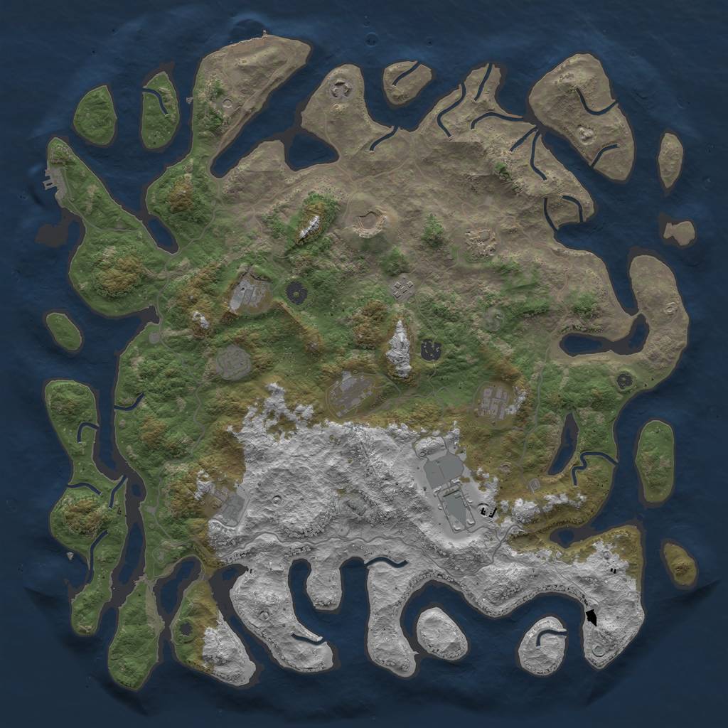 Rust Map: Procedural Map, Size: 5000, Seed: 856, 16 Monuments