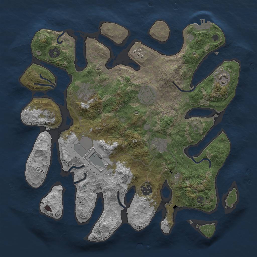 Rust Map: Procedural Map, Size: 3500, Seed: 2021080511, 11 Monuments