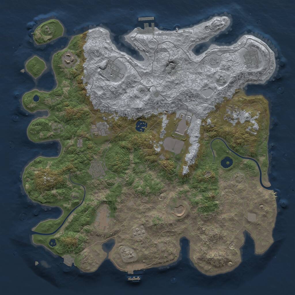 Rust Map: Procedural Map, Size: 3850, Seed: 911468599, 17 Monuments