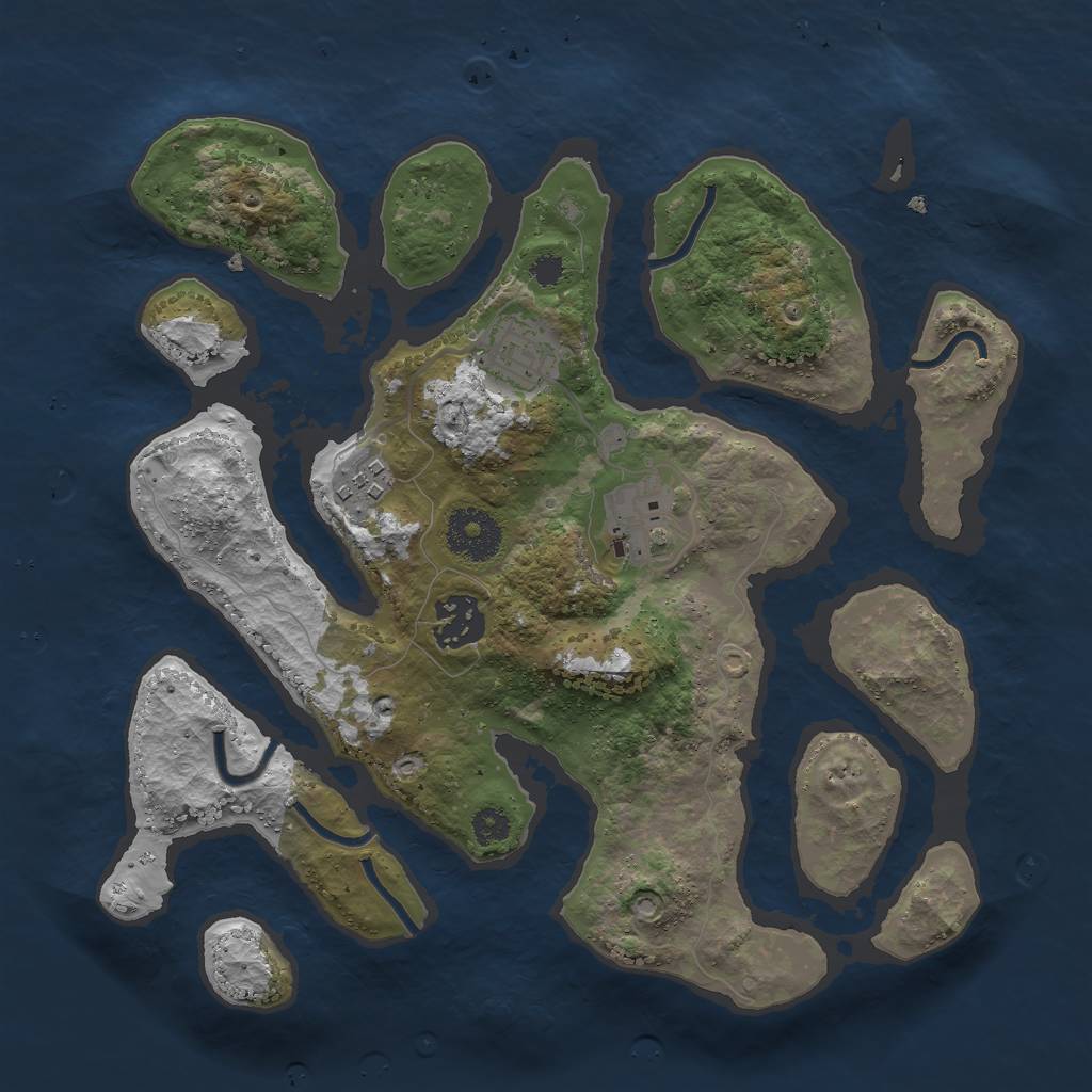 Rust Map: Procedural Map, Size: 3000, Seed: 495848058, 6 Monuments