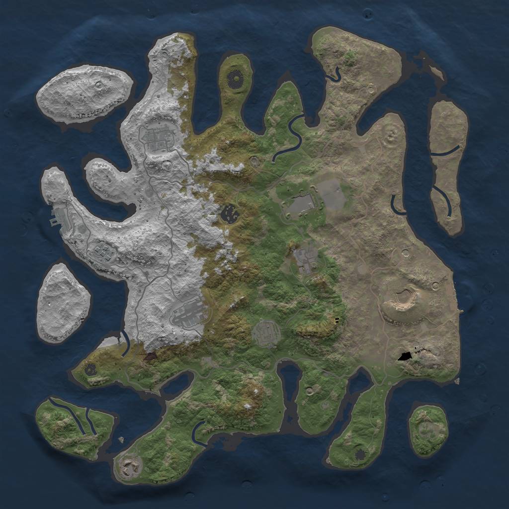 Rust Map: Procedural Map, Size: 4200, Seed: 886841721, 14 Monuments