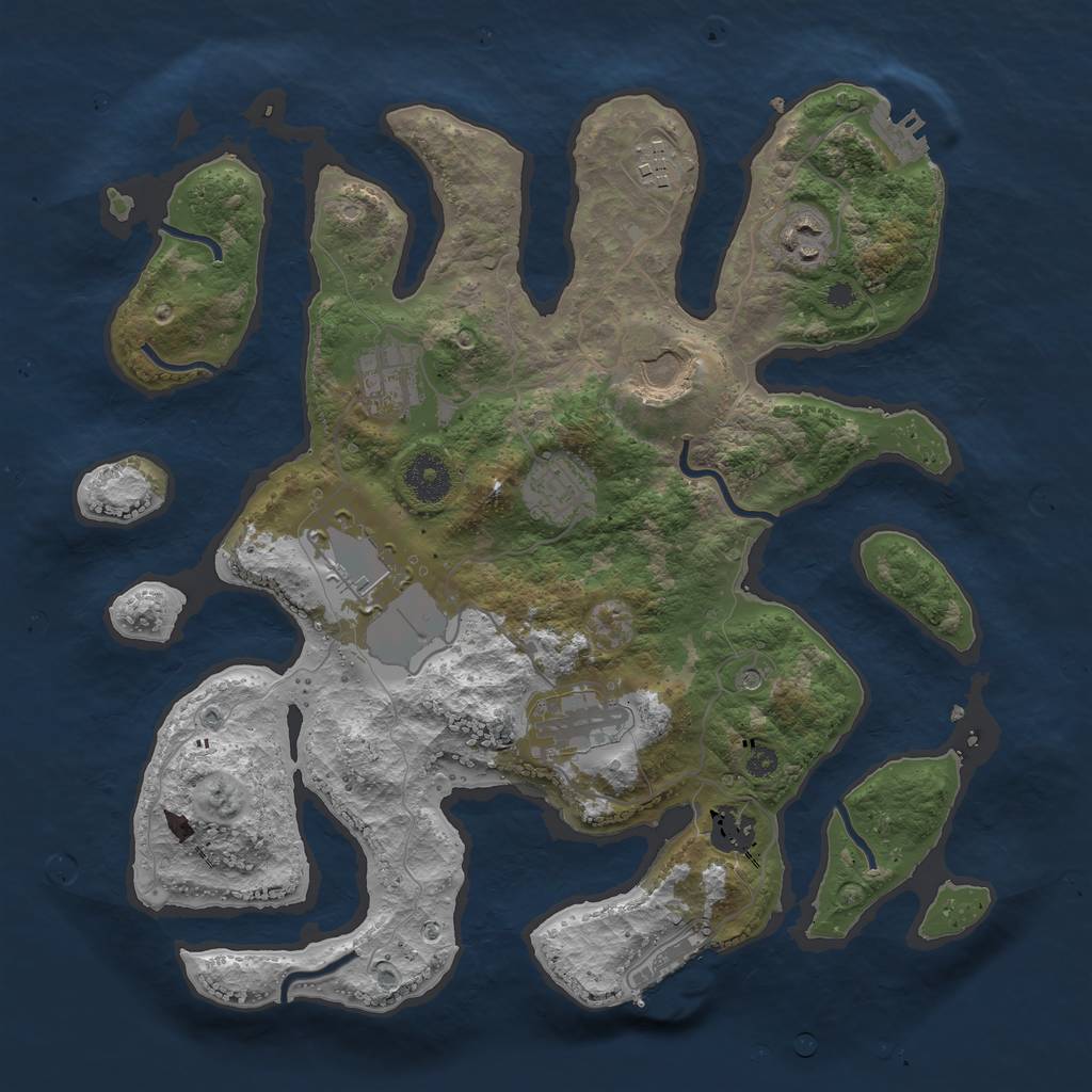 Rust Map: Procedural Map, Size: 3500, Seed: 7658369, 13 Monuments