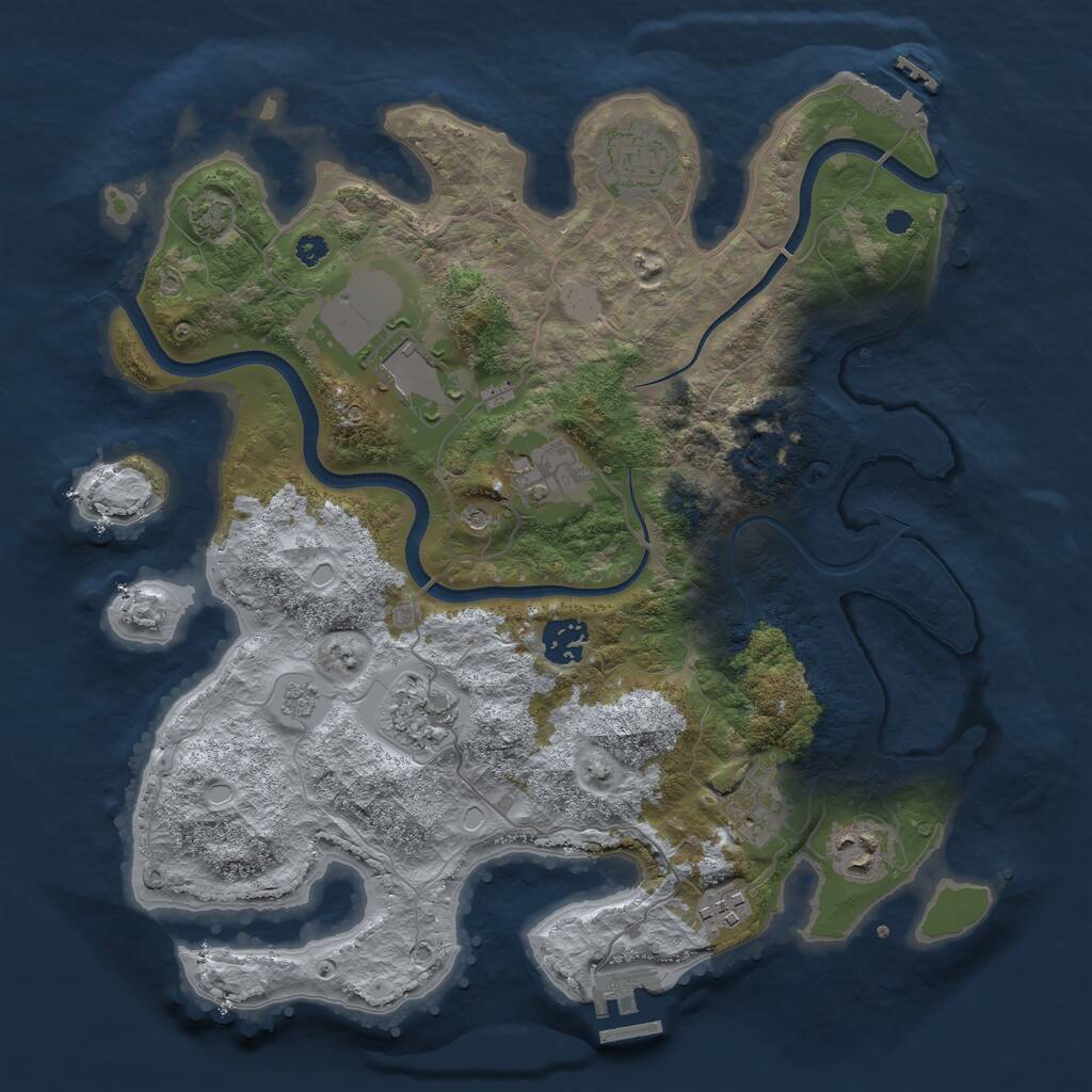 Rust Map: Procedural Map, Size: 3500, Seed: 7658369, 14 Monuments