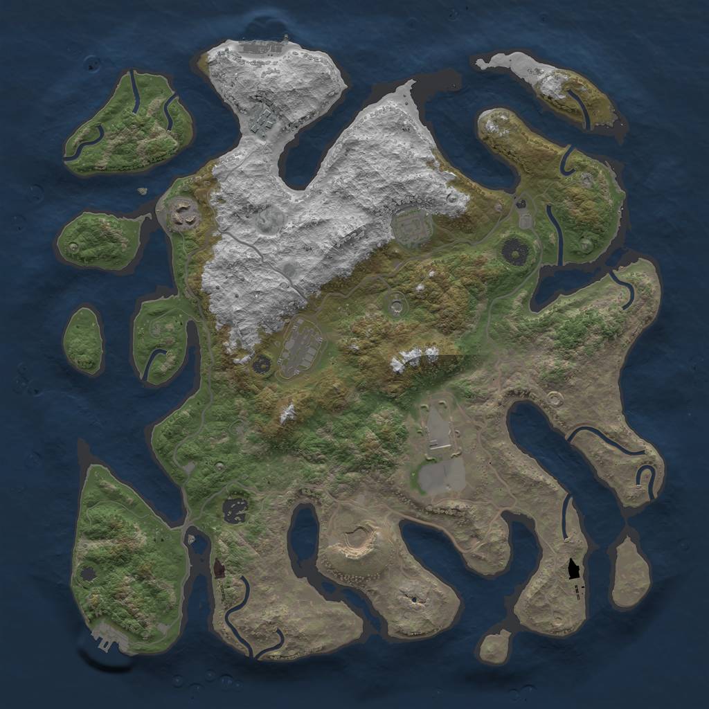 Rust Map: Procedural Map, Size: 4000, Seed: 4862, 12 Monuments