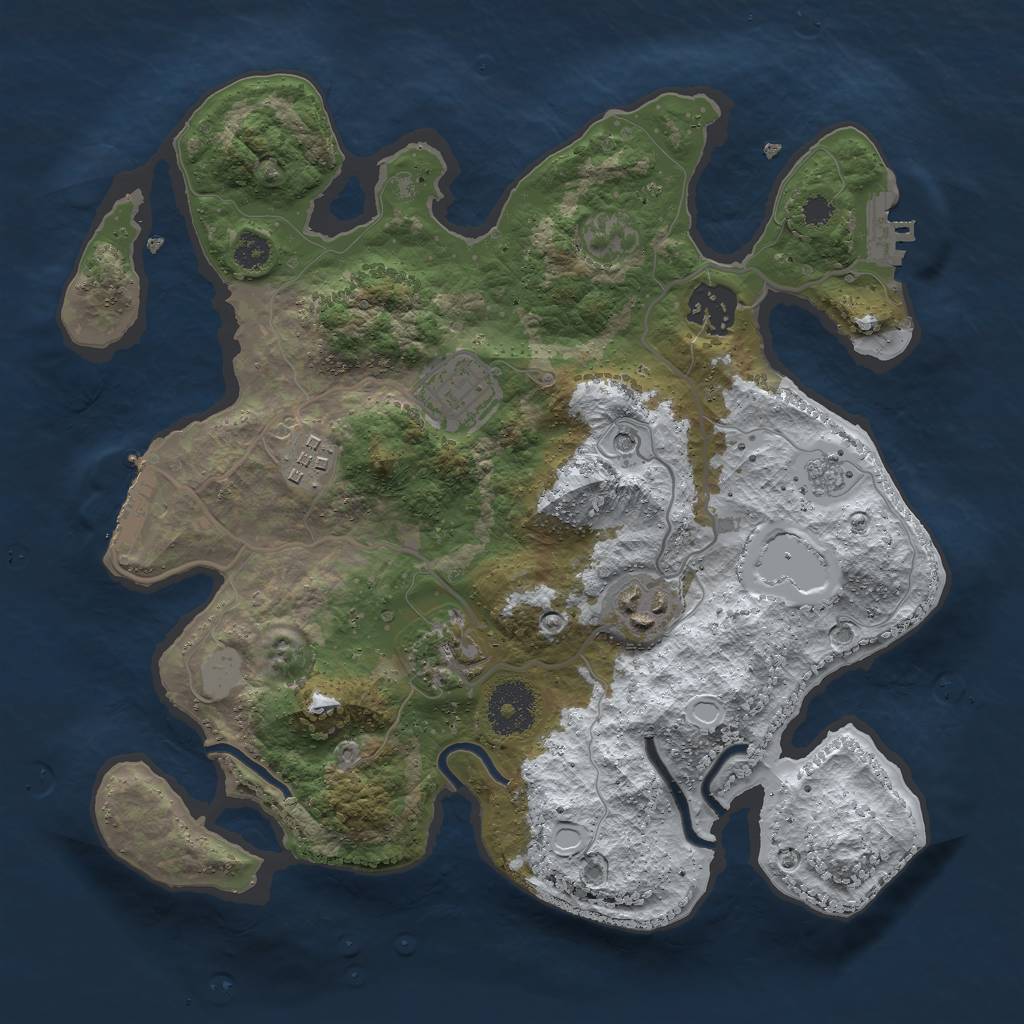 Rust Map: Procedural Map, Size: 3000, Seed: 7123, 14 Monuments