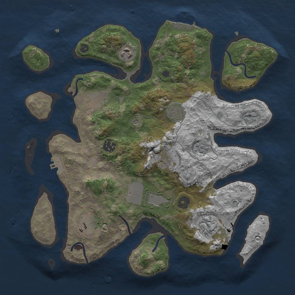 Rust Map: Procedural Map, Size: 3500, Seed: 4473, 14 Monuments