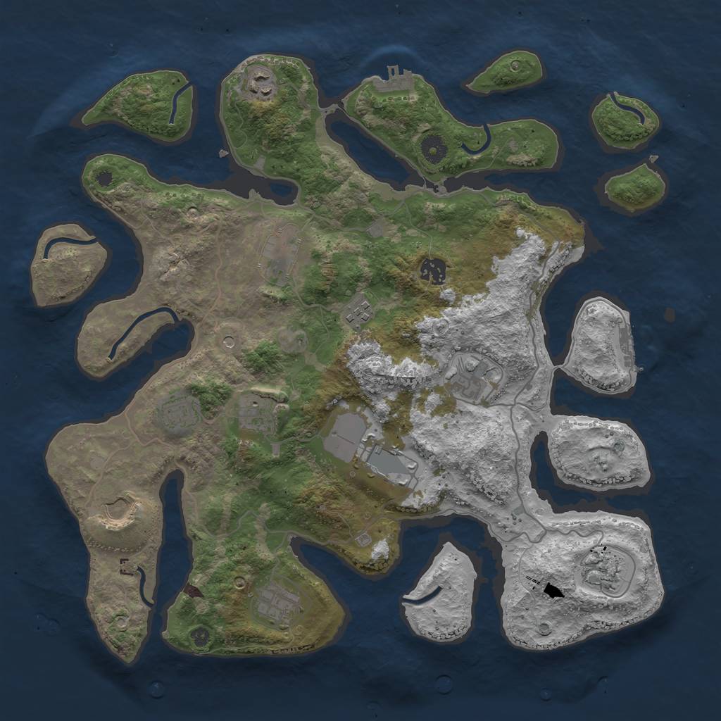 Rust Map: Procedural Map, Size: 4000, Seed: 80025996, 16 Monuments