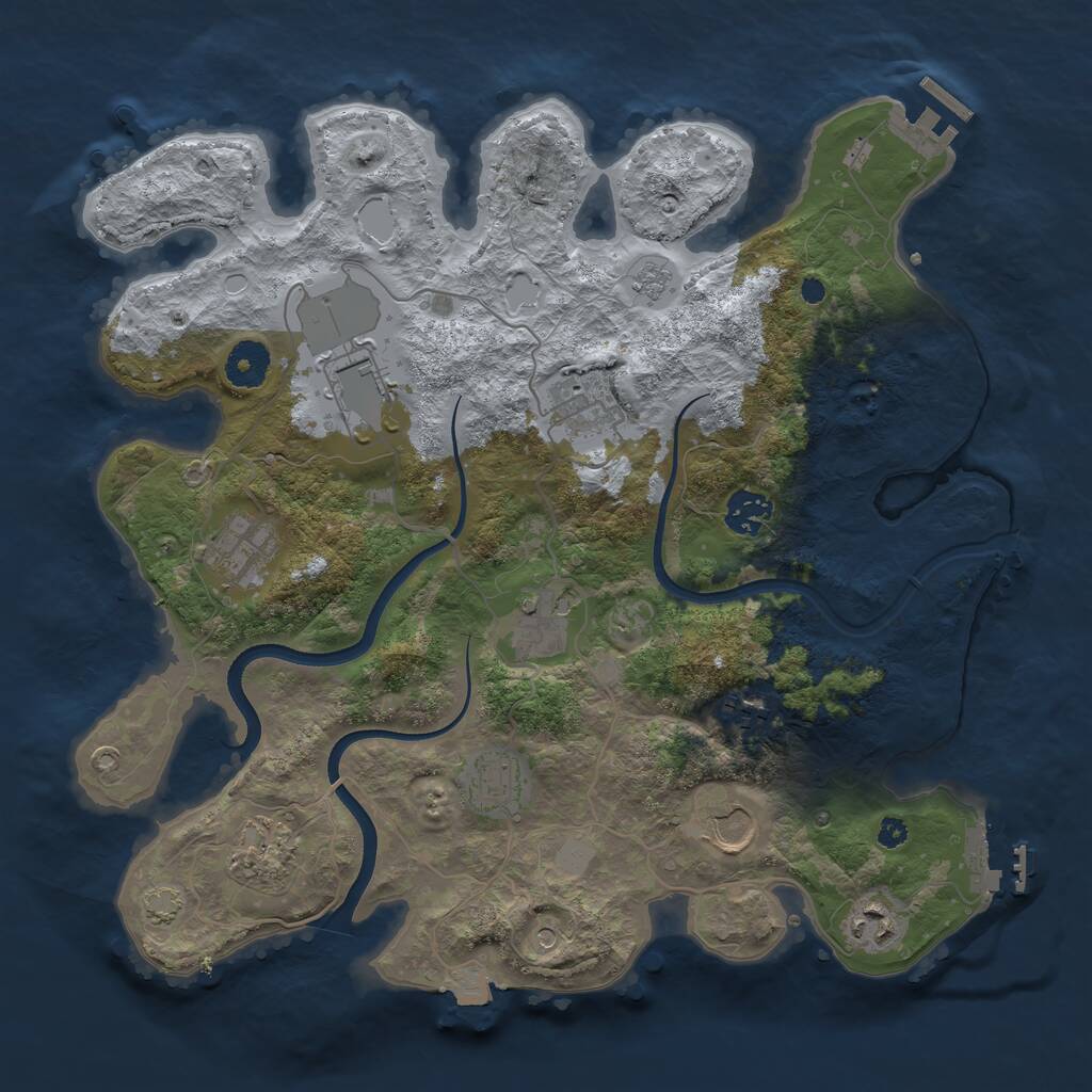 Rust Map: Procedural Map, Size: 3600, Seed: 5500, 16 Monuments
