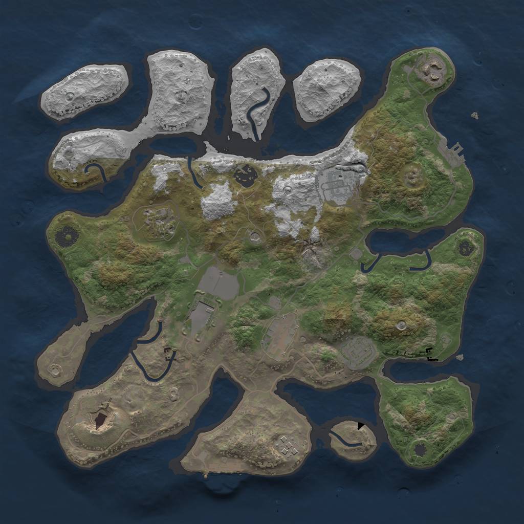 Rust Map: Procedural Map, Size: 3600, Seed: 5500, 14 Monuments