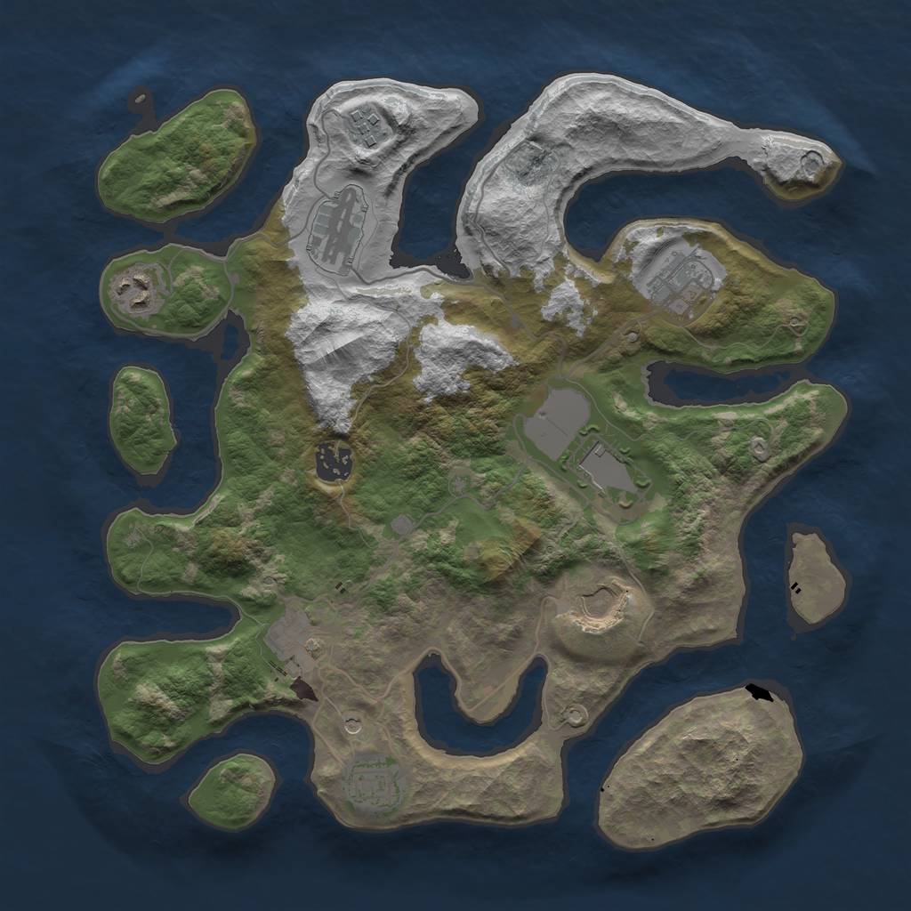 Rust Map: Barren, Size: 3500, Seed: 1830792091, 12 Monuments